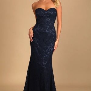Lulus navy lace prom dress